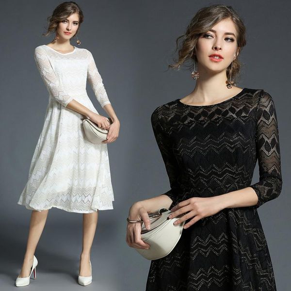 casual dresses 2021 autumn summer vestidos women elegant vintage office 3/4 sleeve o-neck black white lace midi party work, Black;gray
casual dresses 2021 autumn summer vestidos women elegant vintage office 3/4 sleeve o-neck black white lace midi party work, Black;gray