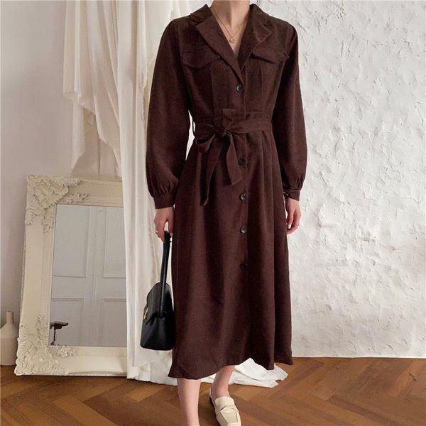 casual dresses spring autumn chic elegant long trench dress women ol work wear office corduroy solid maxi vestidos, Black;gray
casual dresses spring autumn chic elegant long trench dress women ol work wear office corduroy solid maxi vestidos, Black;gray