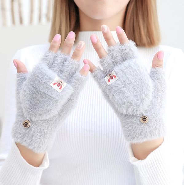 five fingers gloves knitted female winter flip cover outdoor cycling double layer warm student cute touch screen half finger, Blue;gray
five fingers gloves knitted female winter flip cover outdoor cycling double layer warm student cute touch screen half finger, Blue;gray