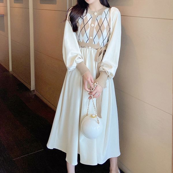 2021 new japanese fashion autumn and winter vintage one-piece skirt lace knitted round neck long sleeve 2tau, Black;gray
2021 new japanese fashion autumn and winter vintage one-piece skirt lace knitted round neck long sleeve 2tau, Black;gray
