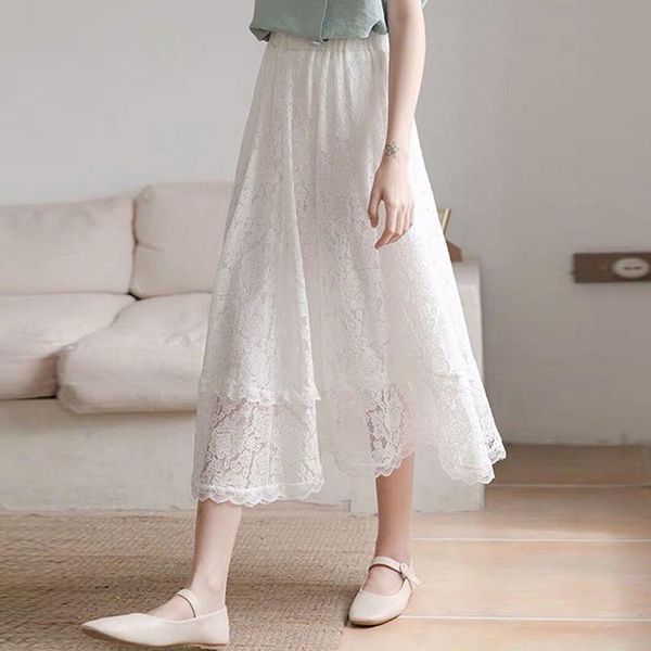 skirts high waist super fairy a-line white lace skirt 2021 summer long mori drape, Black
skirts high waist super fairy a-line white lace skirt 2021 summer long mori drape, Black