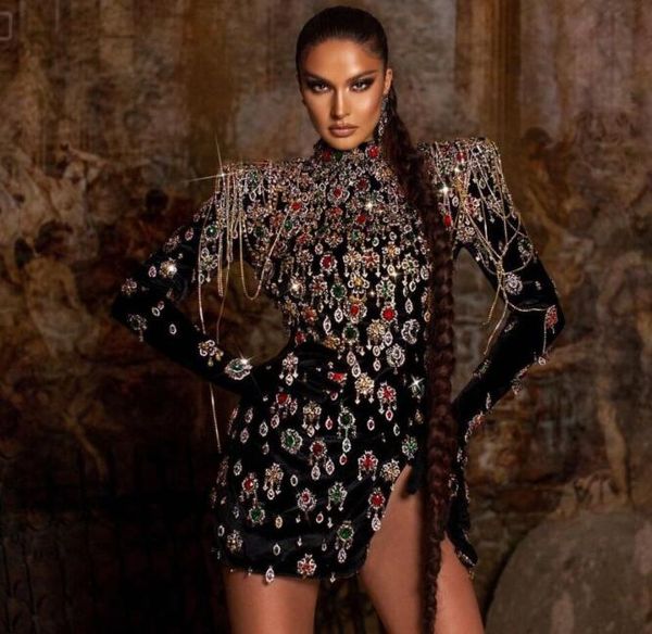 evening women dress high shoulder black velvet mini red crystal sheath yousef aljasmi kendal jenner silver kim kardashian, Black;pink
evening women dress high shoulder black velvet mini red crystal sheath yousef aljasmi kendal jenner silver kim kardashian, Black;pink