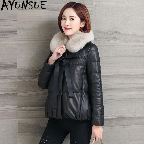 women's leather & faux ayunsue 2021 genuine jacket winter women fur collar down jackets 100% real sheepskin coat chaqueta mujer, Black
women's leather & faux ayunsue 2021 genuine jacket winter women fur collar down jackets 100% real sheepskin coat chaqueta mujer, Black