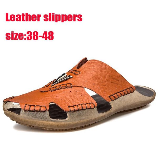 slippers 2021 baotou half men extra large size 48 summer leather beef tendon bottom breathable casual sandals beach shoes, Black
slippers 2021 baotou half men extra large size 48 summer leather beef tendon bottom breathable casual sandals beach shoes, Black