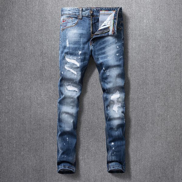 2021 new fashion streetwear retro blue elastic slim fit ripped men vintage designer pants hip hop jeans homme rmsz
2021 new fashion streetwear retro blue elastic slim fit ripped men vintage designer pants hip hop jeans homme rmsz