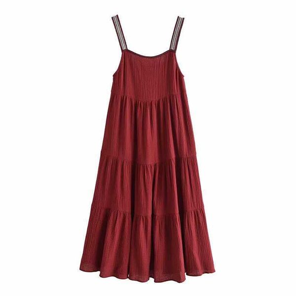 vintage summer dress women textured thin straps pleated maxi dresses casual woman robe femme 210709, Black;gray
vintage summer dress women textured thin straps pleated maxi dresses casual woman robe femme 210709, Black;gray
