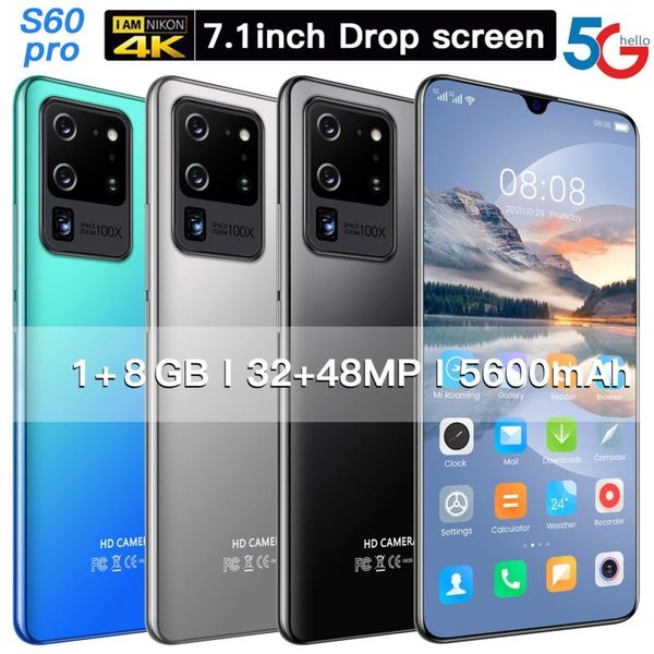 walkie talkie s60 pro smartphone 7.1 inch droplet display android os 10.0 system full screen 1gb + 8gb face-recognition support
walkie talkie s60 pro smartphone 7.1 inch droplet display android os 10.0 system full screen 1gb + 8gb face-recognition support