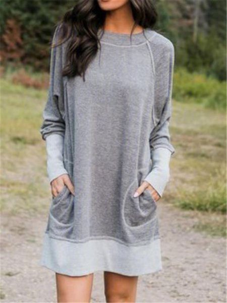 casual dresses loose dress women's nice patchwork long sleeve pocket women clothing solid robe femme, Black;gray
casual dresses loose dress women's nice patchwork long sleeve pocket women clothing solid robe femme, Black;gray