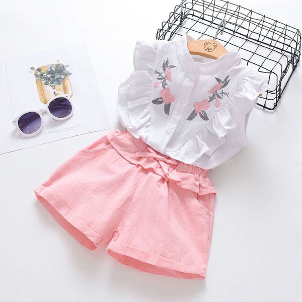 summer new 2021 children's girls embroidery flower sleeveless + pink shorts suit, White
summer new 2021 children's girls embroidery flower sleeveless + pink shorts suit, White