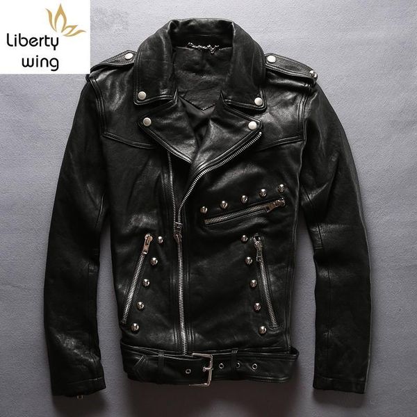 men's leather & faux men vegetable sheepskin genuine design slim short jacket oblique zipper rivets nightclubs, Black
men's leather & faux men vegetable sheepskin genuine design slim short jacket oblique zipper rivets nightclubs, Black