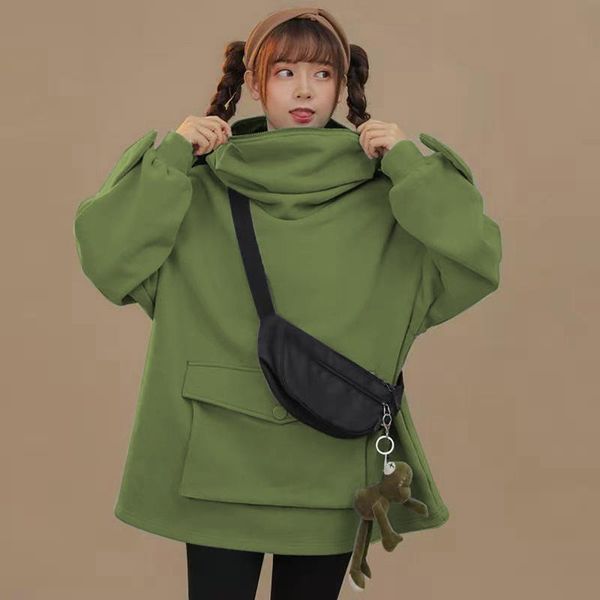 women's hoodies & sweatshirts fashion solid color women casual stitching three-dimensional pocket pullover female loose kawaiii #t2g, Black
women's hoodies & sweatshirts fashion solid color women casual stitching three-dimensional pocket pullover female loose kawaiii #t2g, Black