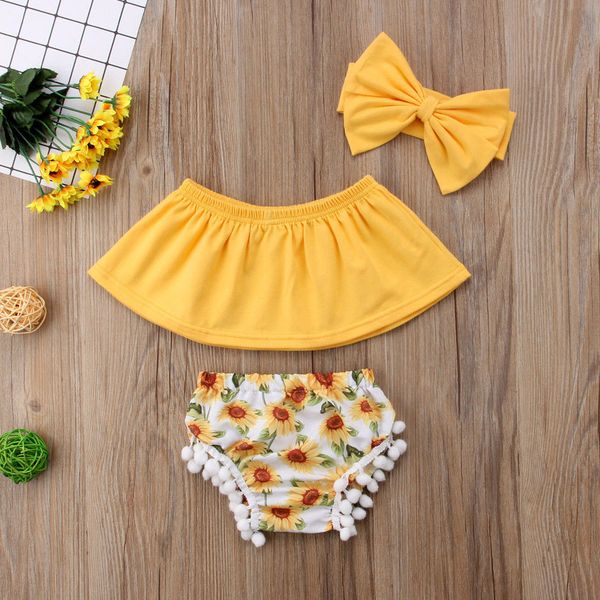 summer toddler baby girls clothes sets off shoulder shorts flower headband 3pcs casual cotton girl 0-24m, White
summer toddler baby girls clothes sets off shoulder shorts flower headband 3pcs casual cotton girl 0-24m, White