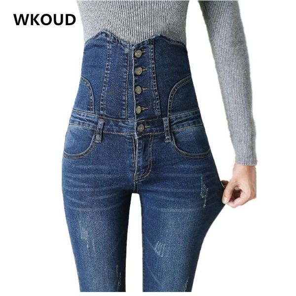 women's jeans wkoud high waist pants 5 buttons korean skinny washed women denim pencil stretch trousers plus size p8751, Blue
women's jeans wkoud high waist pants 5 buttons korean skinny washed women denim pencil stretch trousers plus size p8751, Blue