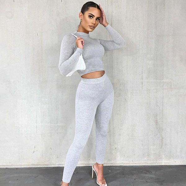 2021 new crop solid-color long sleeves pencil trousers women two piece outfits autumn european & american casual suits otjo, Gray
2021 new crop solid-color long sleeves pencil trousers women two piece outfits autumn european & american casual suits otjo, Gray
