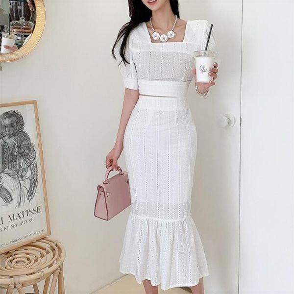 summer 2 piece set womens tracksuits office ol elegant hollow out embroidery square collar puff sleeve high waist mermaid, Gray
summer 2 piece set womens tracksuits office ol elegant hollow out embroidery square collar puff sleeve high waist mermaid, Gray