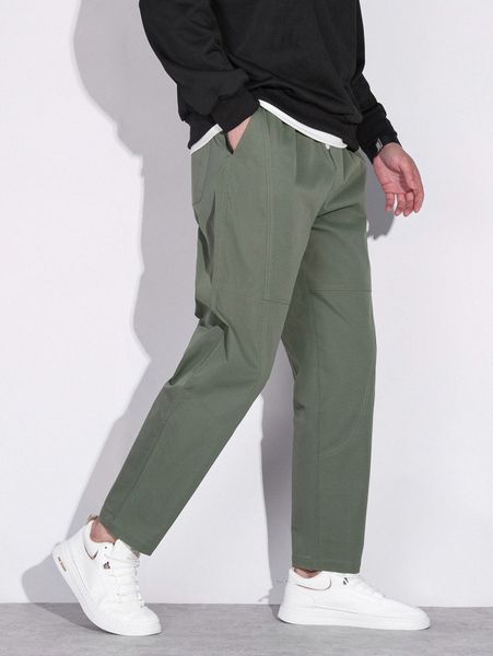 men slant pockets drawstring waist pants d2y8#, Black