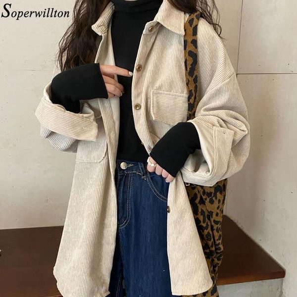 women's jackets corduroy shirts women solid coats 2021 spring autumn long sleeve turn-down collar oversize outwear fashion loose, Black;brown
women's jackets corduroy shirts women solid coats 2021 spring autumn long sleeve turn-down collar oversize outwear fashion loose, Black;brown