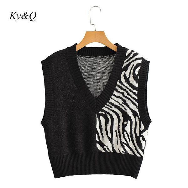 women's sweaters 2021 autumn winter zebra pattern sweater vest women fashion streetwear knitted waistcoat v-neck sleeveless knitwear, White;black
women's sweaters 2021 autumn winter zebra pattern sweater vest women fashion streetwear knitted waistcoat v-neck sleeveless knitwear, White;black