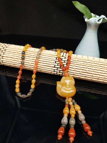 natural hetian yellow hand carved fox jade pendant jade necklace women fine jade jewelry rose gold white and gold party goods, Red;blue
natural hetian yellow hand carved fox jade pendant jade necklace women fine jade jewelry rose gold white and gold party goods, Red;blue