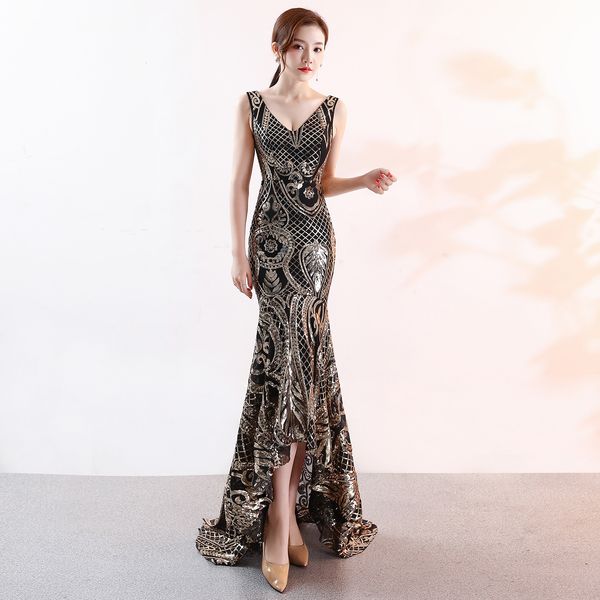 women luxury gold evening party v-neck sleeveless elegant formal bridesmaid mermaid dresses robe de soiree 3dg1, Black;gray
women luxury gold evening party v-neck sleeveless elegant formal bridesmaid mermaid dresses robe de soiree 3dg1, Black;gray