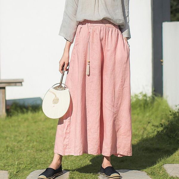 women's pants & capris f20k02 hand embroidered linen wide leg tassel cotton nine point casual autumn, Black;white 
women's pants & capris f20k02 hand embroidered linen wide leg tassel cotton nine point casual autumn, Black;white