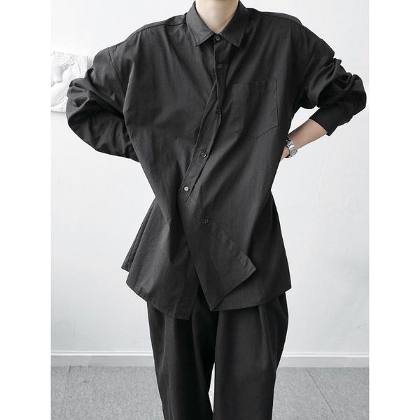 male japan harajuku streetwear fashion vintage fashion show dress shirts men's irregular placket loose casual long sleeve shirt, White;black
male japan harajuku streetwear fashion vintage fashion show dress shirts men's irregular placket loose casual long sleeve shirt, White;black