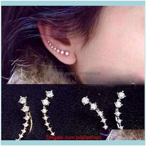 

ear jewelryfactory price cz diamond clip cuff dipper hook stud earrings jewelry for women wedding earring zl drop delivery 2021 2c0fx, Silver