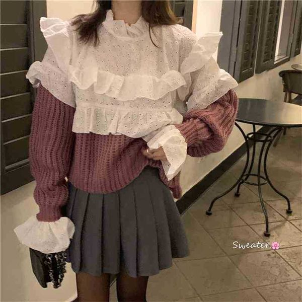 loose ruffles patchwork women knitwear pullover knitted retro warm elegant chic casual sweater 210525, White;black
loose ruffles patchwork women knitwear pullover knitted retro warm elegant chic casual sweater 210525, White;black