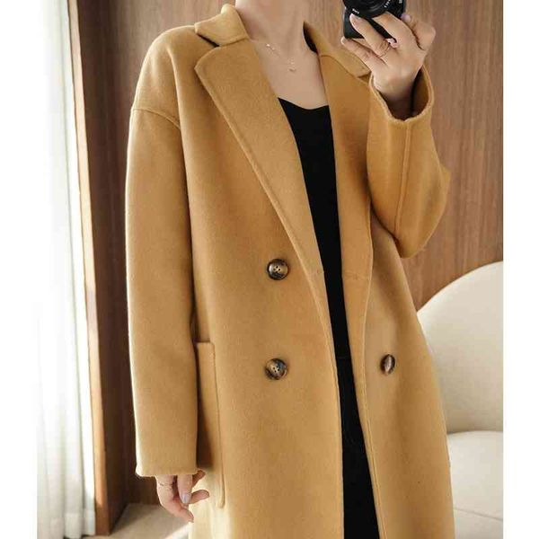 women's wool & blends 100% coat for women double sided jacket famale long korean overcoats woman clothes casaco feminino elegante sqq23, Black
women's wool & blends 100% coat for women double sided jacket famale long korean overcoats woman clothes casaco feminino elegante sqq23, Black