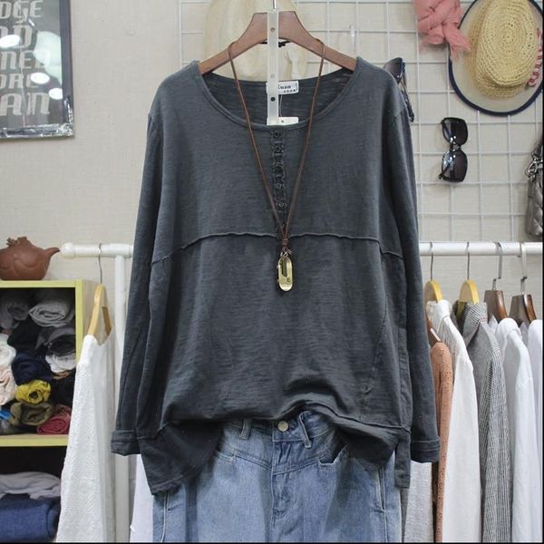 women cotton t shirt 2021 spring summer basic o neck button new thin long sleeves solid color fashion women, White
women cotton t shirt 2021 spring summer basic o neck button new thin long sleeves solid color fashion women, White