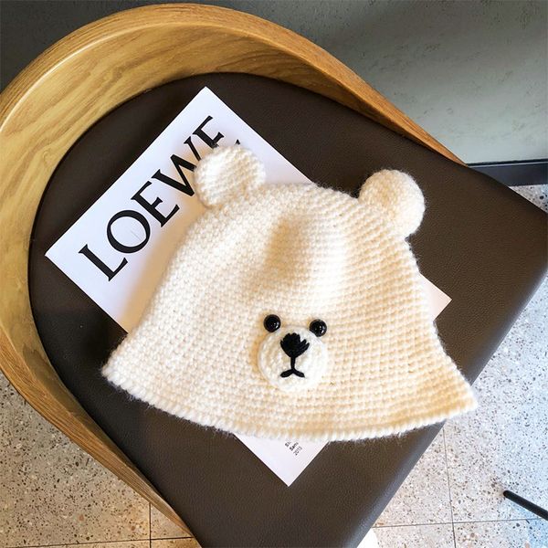 bear ear knitted woolen hat for women, Blue;gray