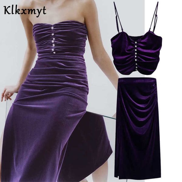 klkxmyt za two pieces set women chic fashion velvet diamond buttons cropped tank folds midi skirt sets 210527, White
klkxmyt za two pieces set women chic fashion velvet diamond buttons cropped tank folds midi skirt sets 210527, White