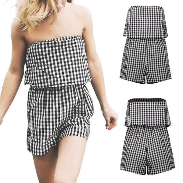 women's jumpsuits & rompers 2021plaid playsuit women summer off shoulder sleeveless beach party slash neck slim ruffle playsuits, Black;white
women's jumpsuits & rompers 2021plaid playsuit women summer off shoulder sleeveless beach party slash neck slim ruffle playsuits, Black;white