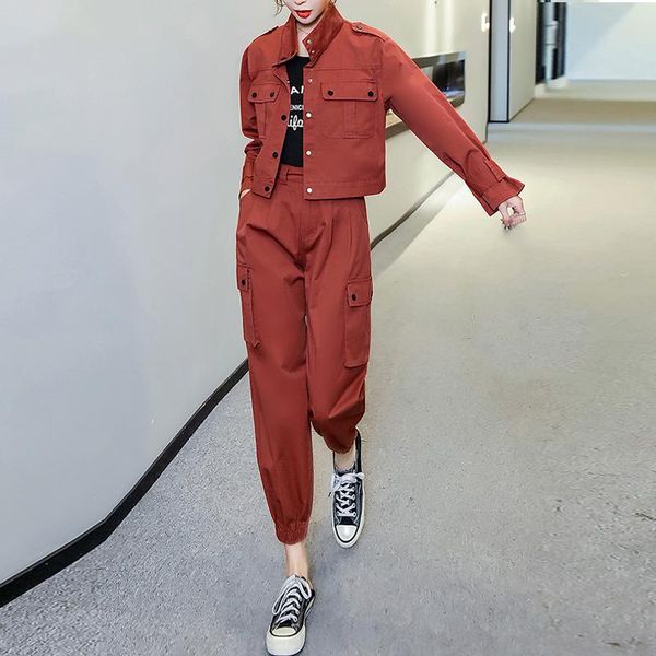 women's two piece pants women set outfits cargo streetwear short coat+harajuku pant females loose pocket jogger high waist suit, White
women's two piece pants women set outfits cargo streetwear short coat+harajuku pant females loose pocket jogger high waist suit, White