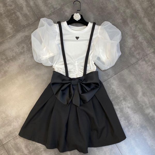 women's tracksuits fabpop 2021 short puff sleeve o neck t shirt high waist bow overalls shorts two piece matching set outfits fashion g, Gray
women's tracksuits fabpop 2021 short puff sleeve o neck t shirt high waist bow overalls shorts two piece matching set outfits fashion g, Gray
