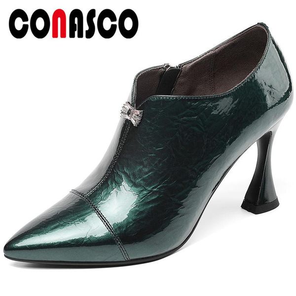 dress shoes conasco brand design woman pumps cow patent leather spring autumn casual side zipper butterfly knot pointed toe thin heeled, Black
dress shoes conasco brand design woman pumps cow patent leather spring autumn casual side zipper butterfly knot pointed toe thin heeled, Black