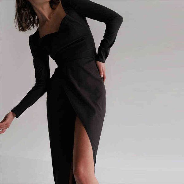 split bodycon dress women long sleeve square collar french style fashion elegant tight party dress 2021 new arrival y1204, Black;gray
split bodycon dress women long sleeve square collar french style fashion elegant tight party dress 2021 new arrival y1204, Black;gray
