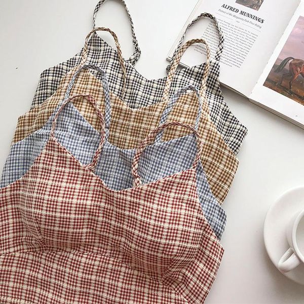 women's tanks & camis plaid sling tank women camisoles summer korean corset tube backless crop street trend basic vest, White
women's tanks & camis plaid sling tank women camisoles summer korean corset tube backless crop street trend basic vest, White