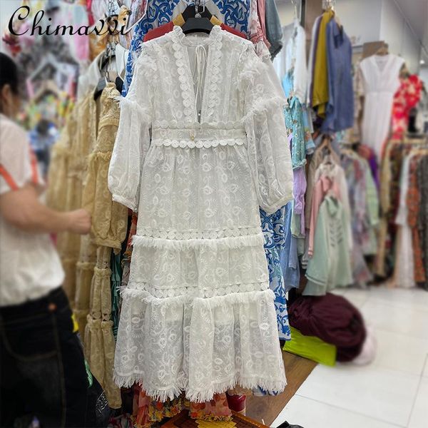casual dresses 2021 summer women's retro fashion hollow crochet embroidery long dress lantern sleeve v-neck, Black;gray
casual dresses 2021 summer women's retro fashion hollow crochet embroidery long dress lantern sleeve v-neck, Black;gray