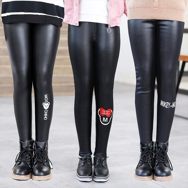 girls pu leather pants legging for thick velvet elastic waist skinny cartoon black kids trousers, Blue
girls pu leather pants legging for thick velvet elastic waist skinny cartoon black kids trousers, Blue