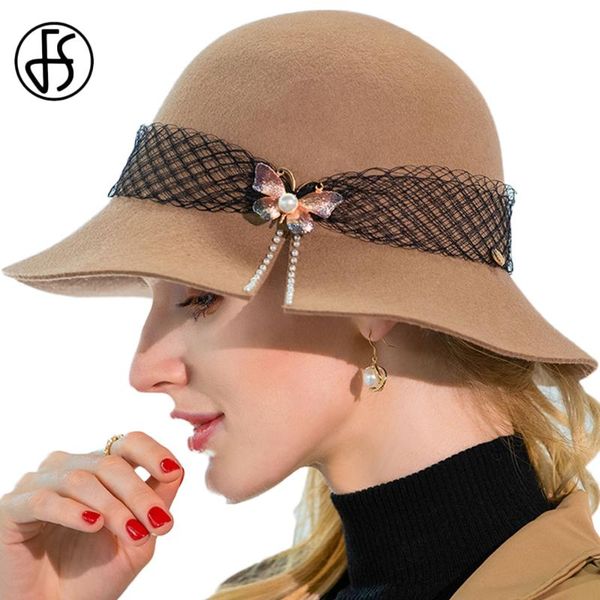 berets fs wool felt wide brim hats butterfly lace bowler fedora hat for women femme dome winter cloche ladies fedoras caps, Blue;gray
berets fs wool felt wide brim hats butterfly lace bowler fedora hat for women femme dome winter cloche ladies fedoras caps, Blue;gray