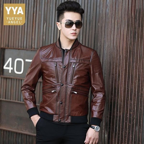 men's jackets brand mens genuine leather cowhide fashion korean casual stand collar zipper pockets coats plus size, Black;brown
men's jackets brand mens genuine leather cowhide fashion korean casual stand collar zipper pockets coats plus size, Black;brown