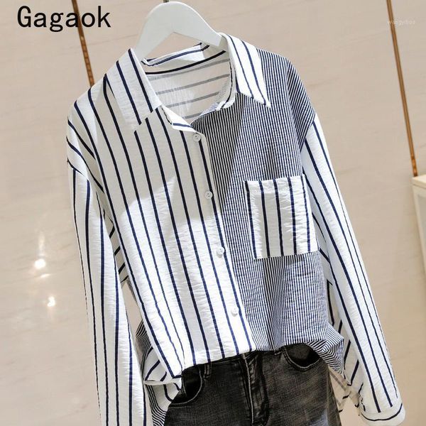 women's blouses & shirts gagaok plus size women long sleeve 2021 spring fashion turn-down collar striped female casual wild and, White
women's blouses & shirts gagaok plus size women long sleeve 2021 spring fashion turn-down collar striped female casual wild and, White