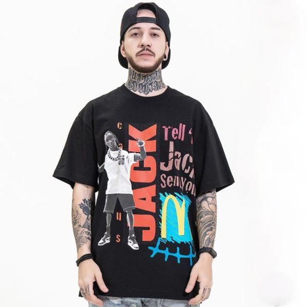 men's t-shirts gtdom man 2021 summer cotton casual fashion cartoon print floral short sleeve o-neck tees loose comfortable, White;black