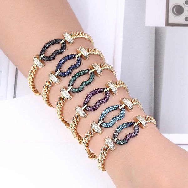 link, chain zlxgirl jewelry mixed mouth shape zirconia women's cooper wedding bracelet brand dubai gold color pulsera bangle, Black
link, chain zlxgirl jewelry mixed mouth shape zirconia women's cooper wedding bracelet brand dubai gold color pulsera bangle, Black