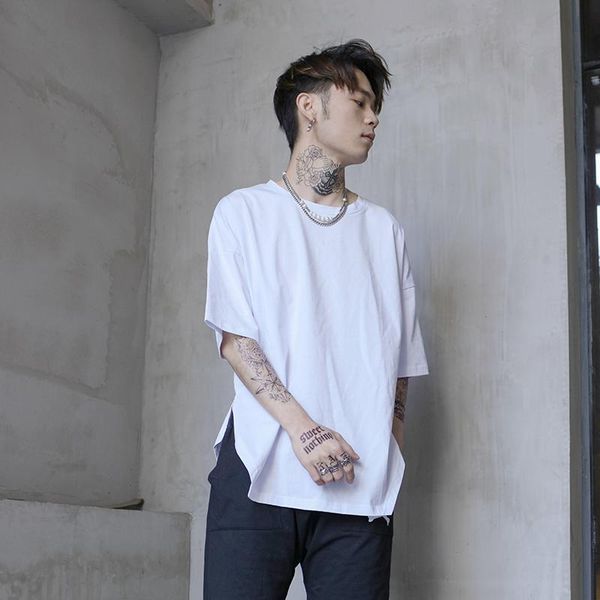 men's t-shirts short sleeve t-shirt summer personalized split loose fashion large black and white, White;black
men's t-shirts short sleeve t-shirt summer personalized split loose fashion large black and white, White;black