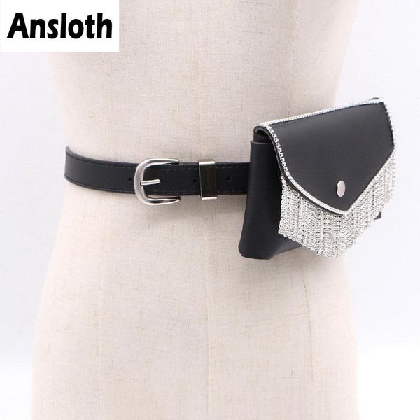 waist bags ansloth luxury rhinestone bag for women classic tassel pu leather mini belt fashion lady chest black hps330
waist bags ansloth luxury rhinestone bag for women classic tassel pu leather mini belt fashion lady chest black hps330