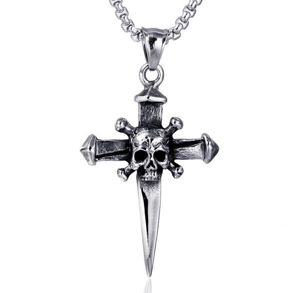 pendant necklaces hip hop personality stainless steel skull cross punk gothic biker men's sweater chain necklace jewelry, Silver
pendant necklaces hip hop personality stainless steel skull cross punk gothic biker men's sweater chain necklace jewelry, Silver