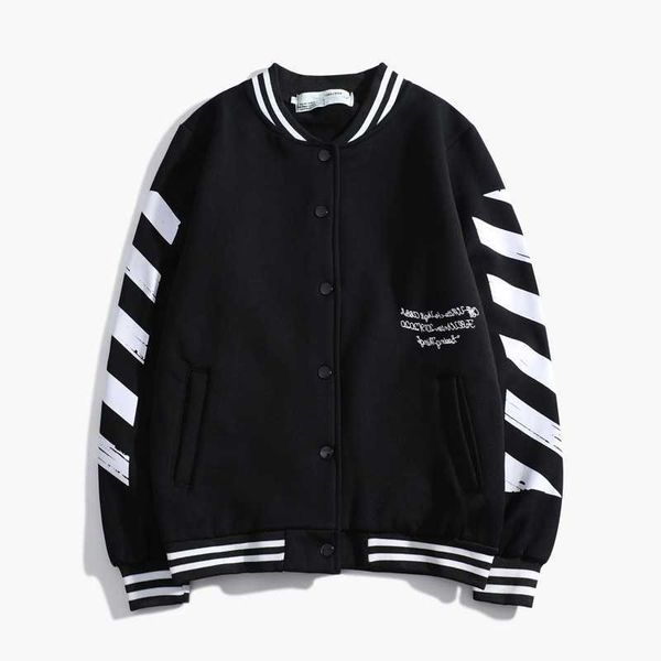21fwoff fall / winter white graffiti arrow basic baseball jacket men's and women's sweater jacket0, Black
21fwoff fall / winter white graffiti arrow basic baseball jacket men's and women's sweater jacket0, Black