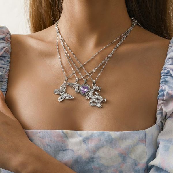 pendant necklaces 4pcs punk dragon wedding necklace rhinestone with cz set butterfly heart turkish for girl gift jewelry, Silver
pendant necklaces 4pcs punk dragon wedding necklace rhinestone with cz set butterfly heart turkish for girl gift jewelry, Silver